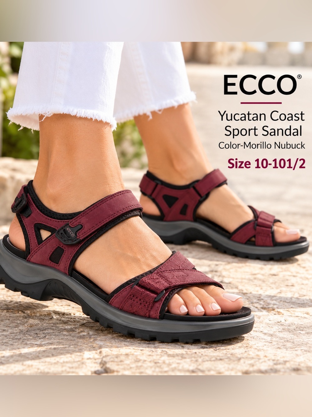 ECCO Women's Yucatan Coast Sport Sandal Color-Morillo Nubuck Size 10-101/2
